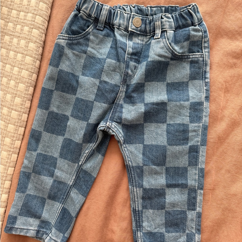 H&M Kids Blue Checkered Jeans